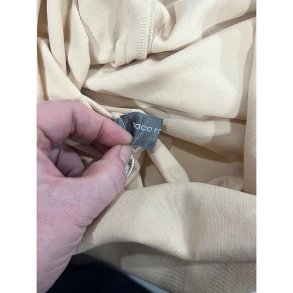 Paco Rabanne Vintage Yellow Stretch Short Sleeves Midi Dress 90’s Sz 9AR/6-8 - Picture 10 of 16